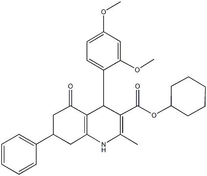 cyclohexyl 4-(2,4-dimethoxyphenyl)-2-methyl-5-oxo-7-phenyl-1,4,5,6,7,8-hexahydro-3-quinolinecarboxylate Structure
