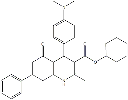 cyclohexyl 4-[4-(dimethylamino)phenyl]-2-methyl-5-oxo-7-phenyl-1,4,5,6,7,8-hexahydroquinoline-3-carboxylate Structure