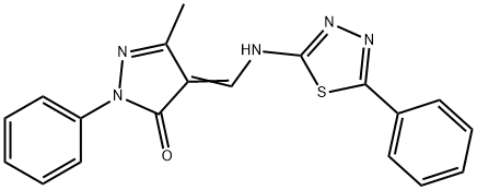 5-methyl-2-phenyl-4-{[(5-phenyl-1,3,4-thiadiazol-2-yl)amino]methylene}-2,4-dihydro-3H-pyrazol-3-one Structure