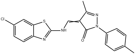 4-{[(6-chloro-1,3-benzothiazol-2-yl)amino]methylene}-5-methyl-2-(4-methylphenyl)-2,4-dihydro-3H-pyrazol-3-one Structure