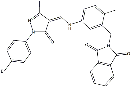 2-[5-({[1-(4-bromophenyl)-3-methyl-5-oxo-1,5-dihydro-4H-pyrazol-4-ylidene]methyl}amino)-2-methylbenzyl]-1H-isoindole-1,3(2H)-dione Structure