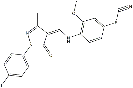 4-({[1-(4-iodophenyl)-3-methyl-5-oxo-1,5-dihydro-4H-pyrazol-4-ylidene]methyl}amino)-3-methoxyphenyl thiocyanate Structure