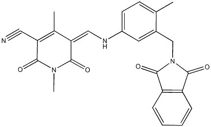 5-({3-[(1,3-dioxo-1,3-dihydro-2H-isoindol-2-yl)methyl]-4-methylanilino}methylene)-1,4-dimethyl-2,6-dioxo-1,2,5,6-tetrahydro-3-pyridinecarbonitrile 구조식 이미지