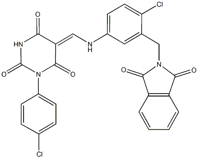 5-({4-chloro-3-[(1,3-dioxo-1,3-dihydro-2H-isoindol-2-yl)methyl]anilino}methylene)-1-(4-chlorophenyl)-2,4,6(1H,3H,5H)-pyrimidinetrione Structure