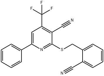 2-[(2-cyanobenzyl)sulfanyl]-6-phenyl-4-(trifluoromethyl)nicotinonitrile Structure