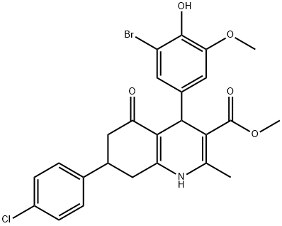 methyl 4-(3-bromo-4-hydroxy-5-methoxyphenyl)-7-(4-chlorophenyl)-2-methyl-5-oxo-1,4,5,6,7,8-hexahydro-3-quinolinecarboxylate Structure