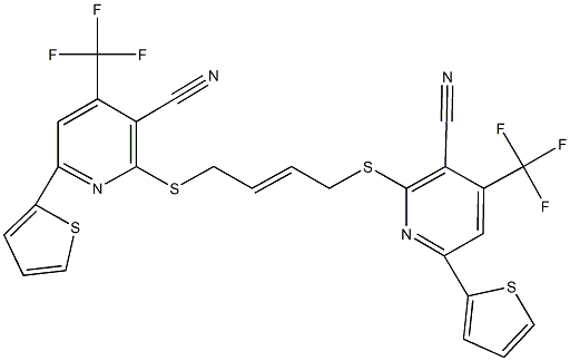 2-[(4-{[3-cyano-6-(2-thienyl)-4-(trifluoromethyl)-2-pyridinyl]sulfanyl}-2-butenyl)sulfanyl]-6-(2-thienyl)-4-(trifluoromethyl)nicotinonitrile 구조식 이미지