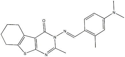 3-{[4-(dimethylamino)-2-methylbenzylidene]amino}-2-methyl-5,6,7,8-tetrahydro[1]benzothieno[2,3-d]pyrimidin-4(3H)-one Structure