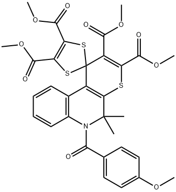 tetramethyl 6-(4-methoxybenzoyl)-5,5-dimethyl-5,6-dihydrospiro(1H-thiopyrano[2,3-c]quinoline-1,2'-[1,3]-dithiole)-2,3,4',5'-tetracarboxylate 구조식 이미지