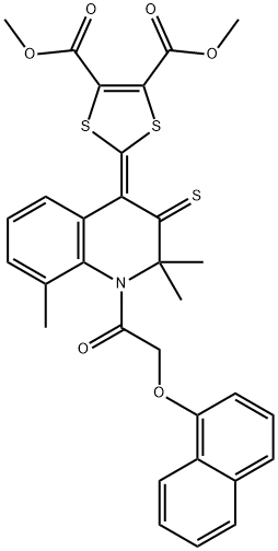dimethyl 2-(2,2,8-trimethyl-1-[(naphthalen-1-yloxy)acetyl]-3-thioxo-2,3-dihydroquinolin-4(1H)-ylidene)-1,3-dithiole-4,5-dicarboxylate 구조식 이미지