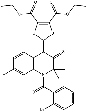 diethyl 2-(1-(2-bromobenzoyl)-2,2,7-trimethyl-3-thioxo-2,3-dihydro-4(1H)-quinolinylidene)-1,3-dithiole-4,5-dicarboxylate 구조식 이미지