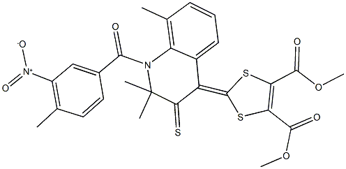 dimethyl 2-(1-{3-nitro-4-methylbenzoyl}-2,2,8-trimethyl-3-thioxo-2,3-dihydro-4(1H)-quinolinylidene)-1,3-dithiole-4,5-dicarboxylate 구조식 이미지