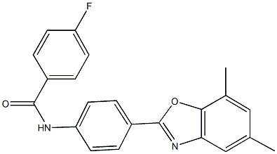 N-[4-(5,7-dimethyl-1,3-benzoxazol-2-yl)phenyl]-4-fluorobenzamide 구조식 이미지