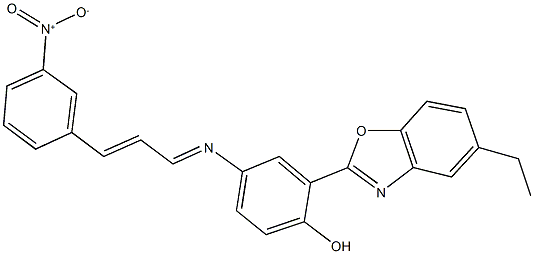 2-(5-ethyl-1,3-benzoxazol-2-yl)-4-[(3-{3-nitrophenyl}-2-propenylidene)amino]phenol Structure