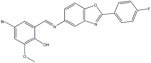 4-bromo-2-({[2-(4-fluorophenyl)-1,3-benzoxazol-5-yl]imino}methyl)-6-methoxyphenol Structure