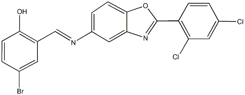 4-bromo-2-({[2-(2,4-dichlorophenyl)-1,3-benzoxazol-5-yl]imino}methyl)phenol 구조식 이미지