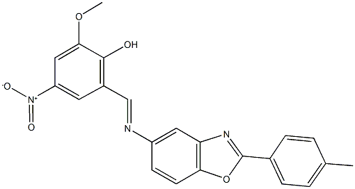 4-nitro-2-methoxy-6-({[2-(4-methylphenyl)-1,3-benzoxazol-5-yl]imino}methyl)phenol 구조식 이미지