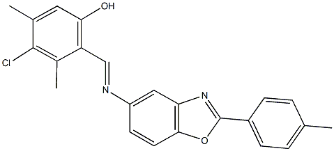 4-chloro-3,5-dimethyl-2-({[2-(4-methylphenyl)-1,3-benzoxazol-5-yl]imino}methyl)phenol Structure