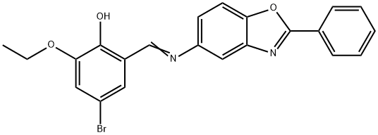 4-bromo-2-ethoxy-6-{[(2-phenyl-1,3-benzoxazol-5-yl)imino]methyl}phenol Structure