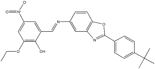 2-({[2-(4-tert-butylphenyl)-1,3-benzoxazol-5-yl]imino}methyl)-6-ethoxy-4-nitrophenol Structure