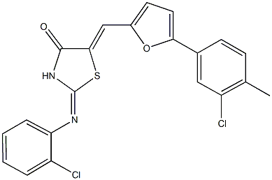 5-{[5-(3-chloro-4-methylphenyl)-2-furyl]methylene}-2-[(2-chlorophenyl)imino]-1,3-thiazolidin-4-one 구조식 이미지