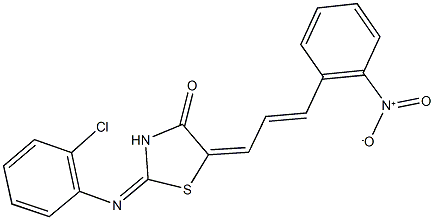 2-[(2-chlorophenyl)imino]-5-(3-{2-nitrophenyl}-2-propenylidene)-1,3-thiazolidin-4-one Structure