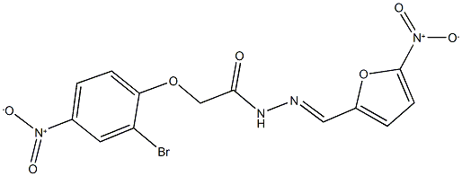 2-{2-bromo-4-nitrophenoxy}-N'-({5-nitro-2-furyl}methylene)acetohydrazide Structure