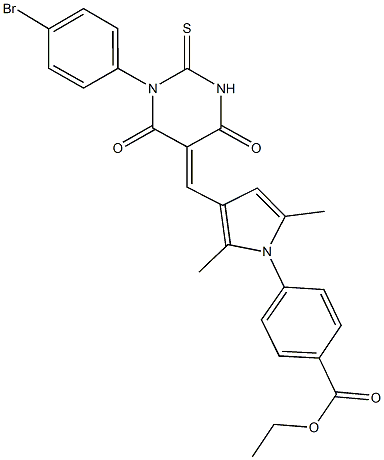 ethyl 4-{3-[(1-(4-bromophenyl)-4,6-dioxo-2-thioxotetrahydro-5(2H)-pyrimidinylidene)methyl]-2,5-dimethyl-1H-pyrrol-1-yl}benzoate 구조식 이미지
