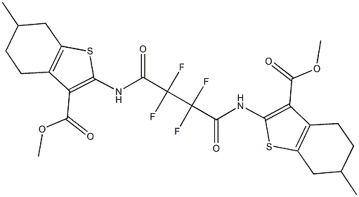 methyl 6-methyl-2-[(2,2,3,3-tetrafluoro-4-{[3-(methoxycarbonyl)-6-methyl-4,5,6,7-tetrahydro-1-benzothien-2-yl]amino}-4-oxobutanoyl)amino]-4,5,6,7-tetrahydro-1-benzothiophene-3-carboxylate Structure