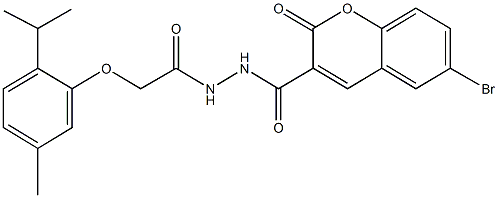 6-bromo-N'-[(2-isopropyl-5-methylphenoxy)acetyl]-2-oxo-2H-chromene-3-carbohydrazide 구조식 이미지