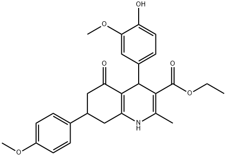 ethyl 4-(4-hydroxy-3-methoxyphenyl)-7-(4-methoxyphenyl)-2-methyl-5-oxo-1,4,5,6,7,8-hexahydro-3-quinolinecarboxylate 구조식 이미지