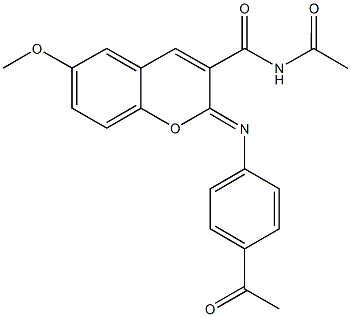 N-acetyl-2-[(4-acetylphenyl)imino]-6-methoxy-2H-chromene-3-carboxamide Structure