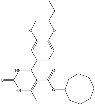 cyclooctyl 4-(3-methoxy-4-propoxyphenyl)-6-methyl-2-oxo-1,2,3,4-tetrahydro-5-pyrimidinecarboxylate Structure