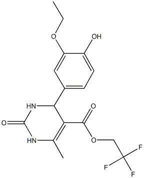 2,2,2-trifluoroethyl 4-(3-ethoxy-4-hydroxyphenyl)-6-methyl-2-oxo-1,2,3,4-tetrahydro-5-pyrimidinecarboxylate Structure