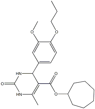 cycloheptyl 4-(3-methoxy-4-propoxyphenyl)-6-methyl-2-oxo-1,2,3,4-tetrahydro-5-pyrimidinecarboxylate 구조식 이미지