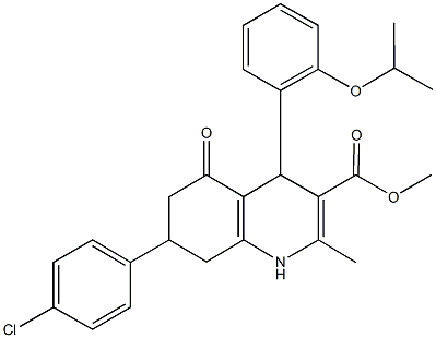 methyl 7-(4-chlorophenyl)-4-(2-isopropoxyphenyl)-2-methyl-5-oxo-1,4,5,6,7,8-hexahydro-3-quinolinecarboxylate Structure