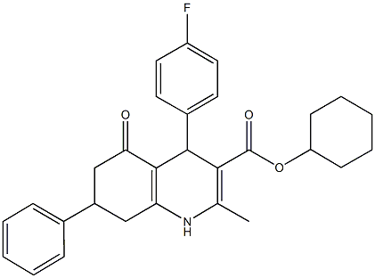 cyclohexyl 4-(4-fluorophenyl)-2-methyl-5-oxo-7-phenyl-1,4,5,6,7,8-hexahydro-3-quinolinecarboxylate 구조식 이미지