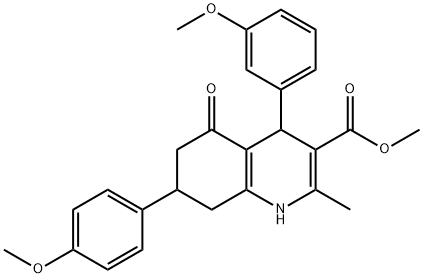 methyl 4-(3-methoxyphenyl)-7-(4-methoxyphenyl)-2-methyl-5-oxo-1,4,5,6,7,8-hexahydro-3-quinolinecarboxylate 구조식 이미지
