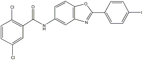 2,5-dichloro-N-[2-(4-iodophenyl)-1,3-benzoxazol-5-yl]benzamide 구조식 이미지