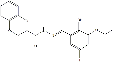 N'-(3-ethoxy-2-hydroxy-5-iodobenzylidene)-2,3-dihydro-1,4-benzodioxine-2-carbohydrazide 구조식 이미지