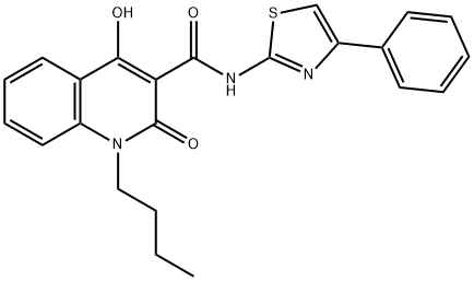 1-butyl-4-hydroxy-2-oxo-N-(4-phenyl-1,3-thiazol-2-yl)-1,2-dihydro-3-quinolinecarboxamide Structure