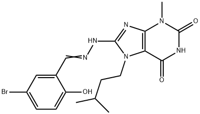 5-bromo-2-hydroxybenzaldehyde [3-methyl-7-(3-methylbutyl)-2,6-dioxo-2,3,6,7-tetrahydro-1H-purin-8-yl]hydrazone Structure