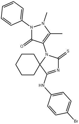 4-{4-[(4-bromophenyl)imino]-2-thioxo-1,3-diazaspiro[4.5]dec-1-yl}-1,5-dimethyl-2-phenyl-1,2-dihydro-3H-pyrazol-3-one 구조식 이미지