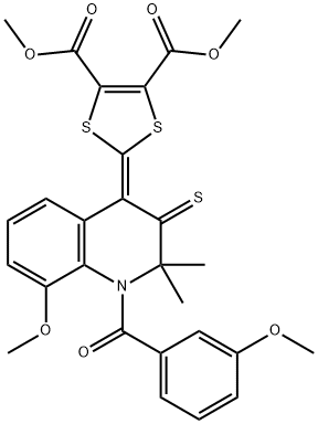 dimethyl 2-(8-methoxy-1-(3-methoxybenzoyl)-2,2-dimethyl-3-thioxo-2,3-dihydro-4(1H)-quinolinylidene)-1,3-dithiole-4,5-dicarboxylate 구조식 이미지