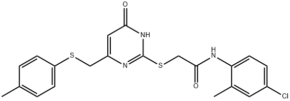 N-(4-chloro-2-methylphenyl)-2-[(4-{[(4-methylphenyl)sulfanyl]methyl}-6-oxo-1,6-dihydro-2-pyrimidinyl)sulfanyl]acetamide 구조식 이미지