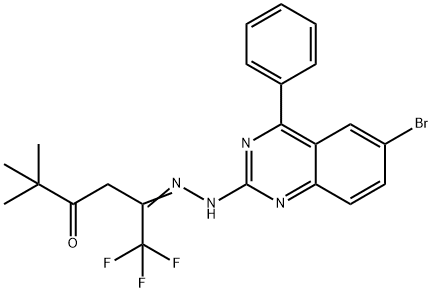 1,1,1-trifluoro-5,5-dimethyl-2,4-hexanedione 2-[(6-bromo-4-phenyl-2-quinazolinyl)hydrazone] Structure