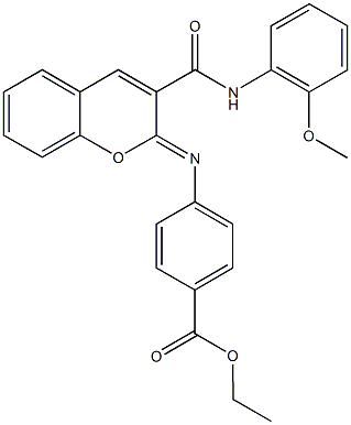 ethyl 4-({3-[(2-methoxyanilino)carbonyl]-2H-chromen-2-ylidene}amino)benzoate Structure