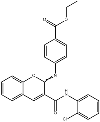 ethyl 4-({3-[(2-chloroanilino)carbonyl]-2H-chromen-2-ylidene}amino)benzoate Structure