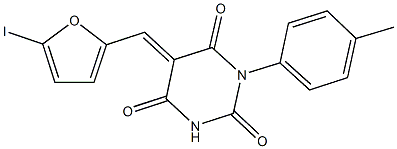 5-[(5-iodo-2-furyl)methylene]-1-(4-methylphenyl)-2,4,6(1H,3H,5H)-pyrimidinetrione Structure