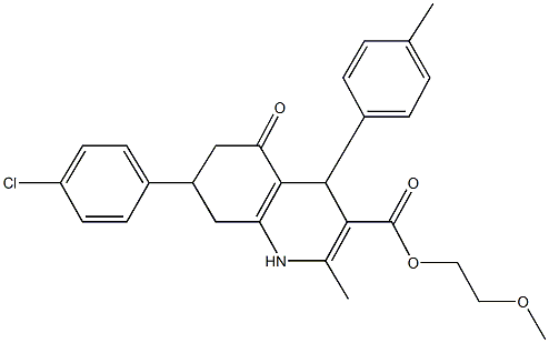 2-methoxyethyl 7-(4-chlorophenyl)-2-methyl-4-(4-methylphenyl)-5-oxo-1,4,5,6,7,8-hexahydro-3-quinolinecarboxylate 구조식 이미지